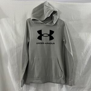 Under Armor UA Logo Rival Loose Fleece Gray Youth Boy's Hoodie Size YXL